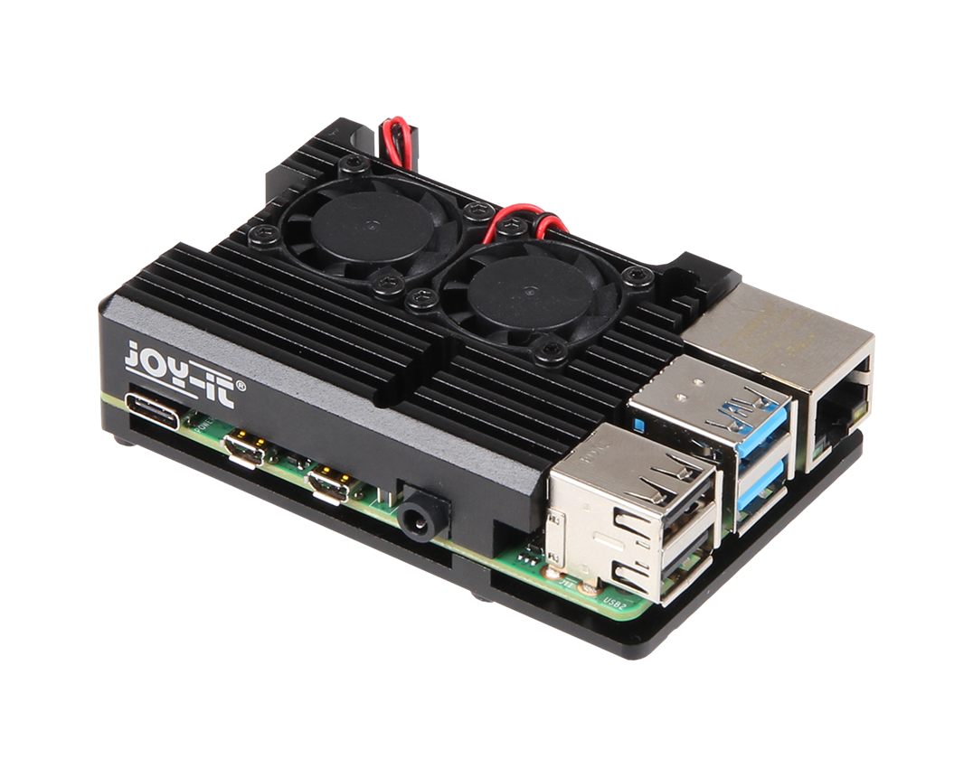 Buy Aluminium Heatsink Case for Raspberry Pi 4 with dual fans - Joy-IT ...