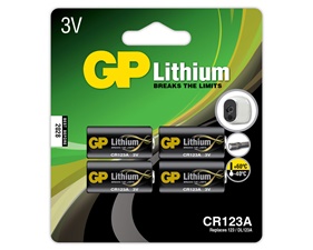 CR123A Lithiumbatteri 4-pack