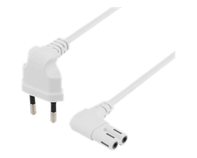 Ojordad apparatkabel 5m, CEE 7/16 - IEC 60320 C7, vit