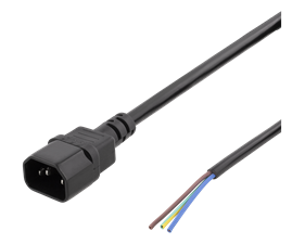 Kabel 2m, C14 - öppen ände, IEC C14, 10A, svart
