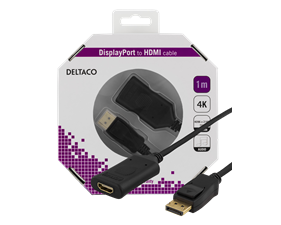 DisplayPort till HDMI 2.0b-kabel 1m, 4K i 60Hz, svart