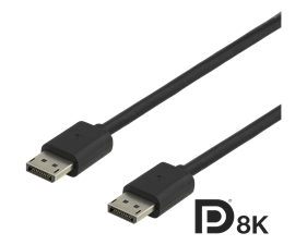 DisplayPort kabel 1m, DP 1.4, 7680x4320 i 60Hz, svart