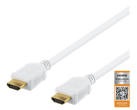 High-Speed Premium HDMI-kabel, 0,5m, Ethernet, 4K UHD, vit
