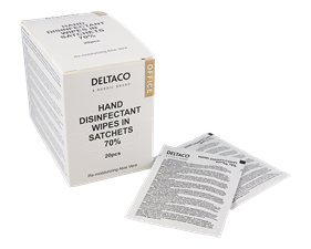 DELTACO Office Hand disinfectant wipes in sachets, 20 pcs