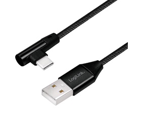 Vinklad USB-C-kabel USB 2.0 Max 3A 0,3m