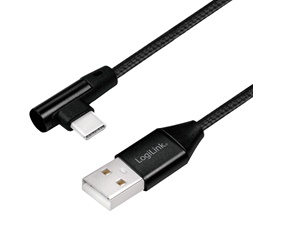 Vinklad USB-C-kabel USB 2.0 Max 3A 1m