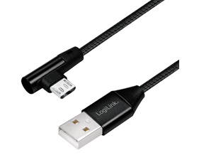 Vinklad MicroUSB-kabel USB 2.0 1m