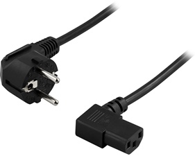 Apparatkabel 0,5m, vinkl CEE 7/7 - vinkl IEC C13, svart