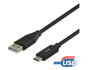 USB-C till USB-A kabel, 1m, 3A, USB 2.0, svart