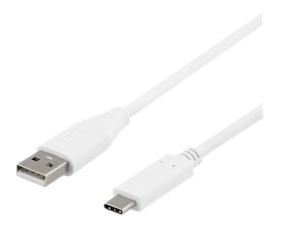 USB-C till USB-A kabel, 2m, 3A, USB 2.0, vit