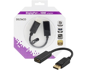 DisplayPort till HDMI-adapter med ljud 0,2m, 4K, svart