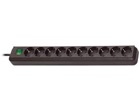 Eco-Line grenuttag, 10xCEE 7/4-1xCEE 7/7, 3m kabel, pet, svart