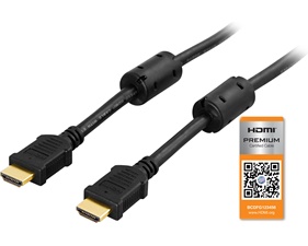 Premium High Speed HDMI kabel 0,5m, 4K i 60Hz, HDR, svart