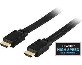 Platt HDMI kabel 2m, HDMI High Speed with Ethernet, 4K, svart