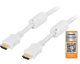 HDMI kabel 3m, Premium High Speed HDMI with Ethernet, vit