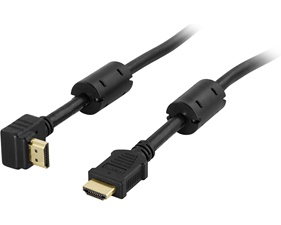 Vinklad HDMI kabel 5m, HDMI High Speed with Ethernet, svart