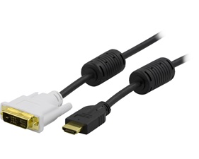 HDMI till DVI kabel 0,5m, Full HD i 60Hz, svart/vit