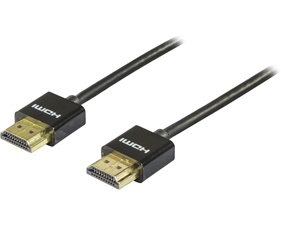 Tunn HDMI kabel 1m, HDMI High Speed with Ethernet, svart