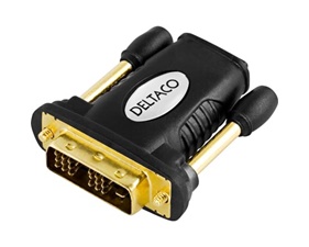 HDMI adapter, HDMI 19-pin female to DVI-D Single Link male, gold plated