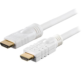 Aktiv HDMI kabel 10m, HDMI High Speed with Ethernet, vit