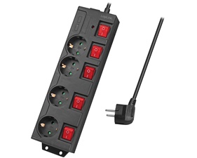 Multipurpose socket with separate switches 4-way black.