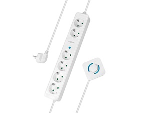 Power strip 4+2-way with foot switch White