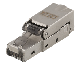 DELTACO RJ45 connector Cat6A, shielded, tool-less, metal.