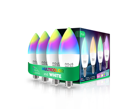 NOUS Smart LED-lampa E14 – RGB, WiFi, Matter-stöd- 4-pack