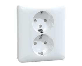 Schneider Exxact Wall Outlet 2-way grounded White 2x250V