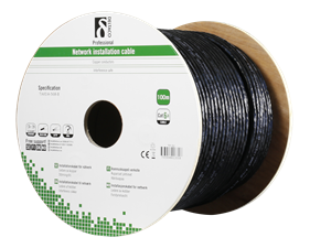 DELTACO S/FTP Cat6a outdoor installation cable, 100m, black.
