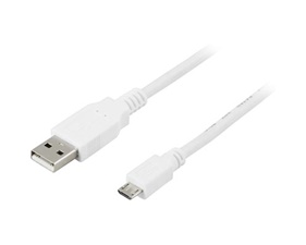 USB 2.0 kabel Typ A ha - Typ Micro B ha, 1m, Vit