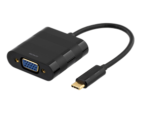 DELTACO USB 3.1 to VGA adapter, Type C male - VGA female, 1080p, bag included, black.