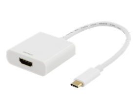 DELTACO USB-C till HDMI adapter, 4096x2160 30Hz, vit