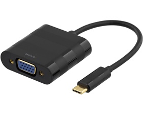 DELTACO USB 3.1 till VGA adapter, USB typ C hane - VGA hona, svart