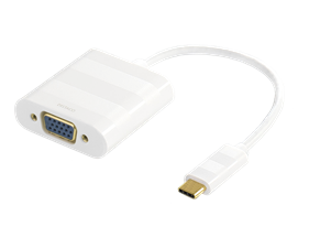 DELTACO USB 3.1 to VGA Adapter, Type C male - VGA female, 1080p, white.