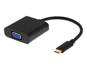 DELTACO USB-C till VGA adapter, USB typ C hane - VGA hona + 3,5mm