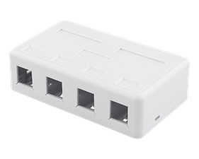 DELTACO surface-mount wall outlet for Keystone, 4 ports, white