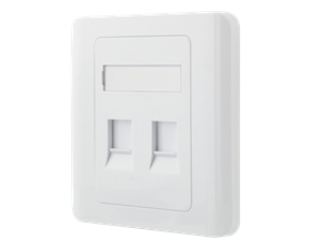 DELTACO recessed wall outlet for Keystone, 2 ports, dust cover, white.